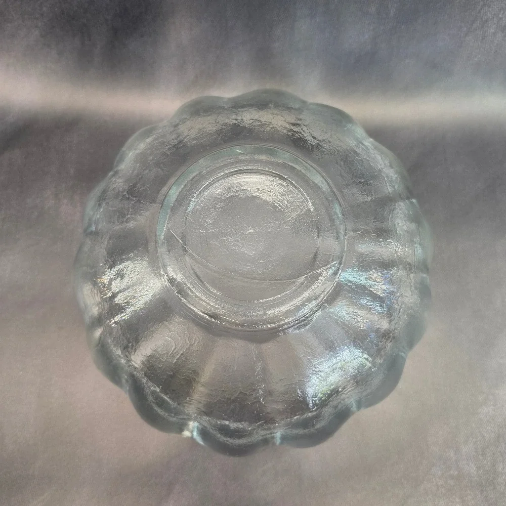 Blenko‎ 6143L Lotus Serving Bowl Set w 8 Matching 6143S Bowls in Crystal